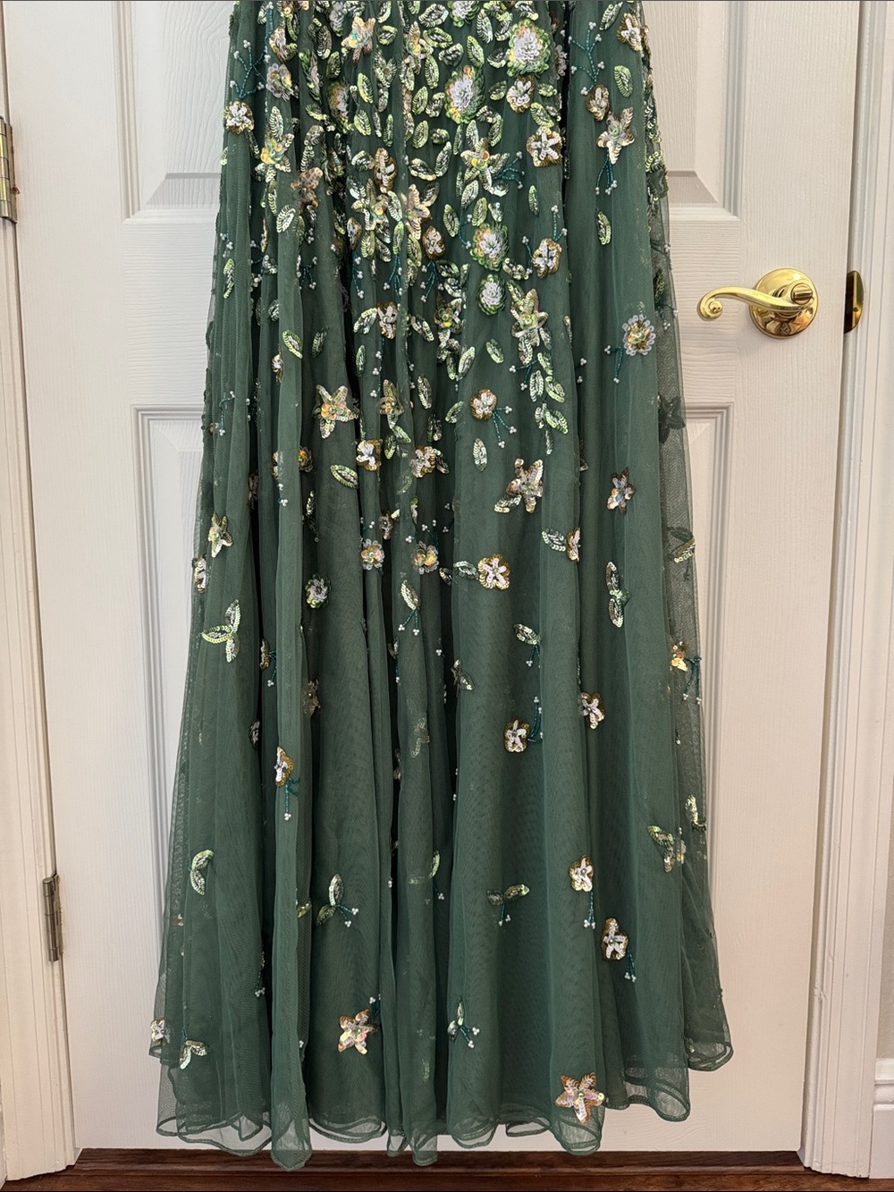 Mac Duggal 6159 Green One Shoulder Embellished A Line Gown Size 14 NWT - Picture 7 of 11